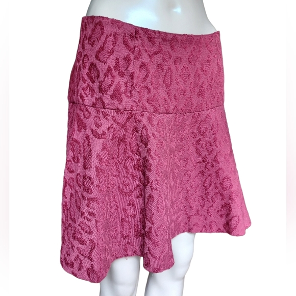 Free People Red Aline Skater Skirt Velvet Size 8 - Picture 4 of 8